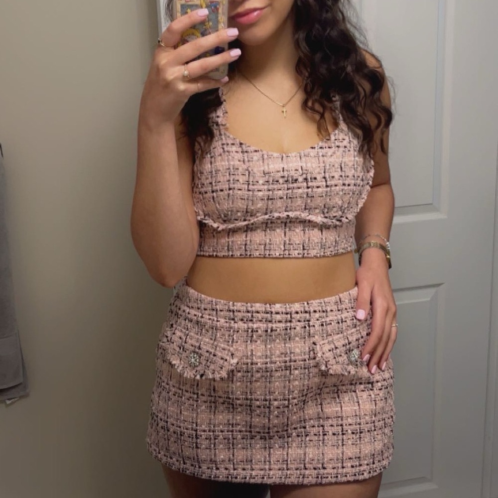 Wild Fable Pink and black mini skort set
